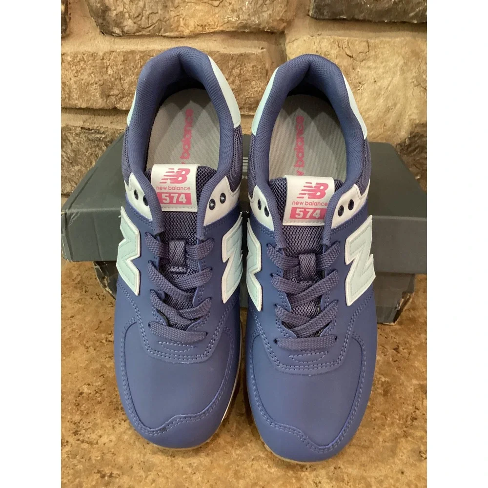 New Balance 574 Kids Blue Pink Sneakers GC574NJ Size US 7 Big Kids
